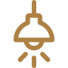 Brown hanging lamp icon on black background.