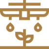 Drip irrigation icon with plant and drops.