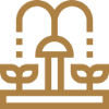 Fountain icon with plants on sides.