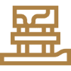 Abstract brown icon on black background.