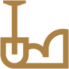 Brown abstract symbol on black background.